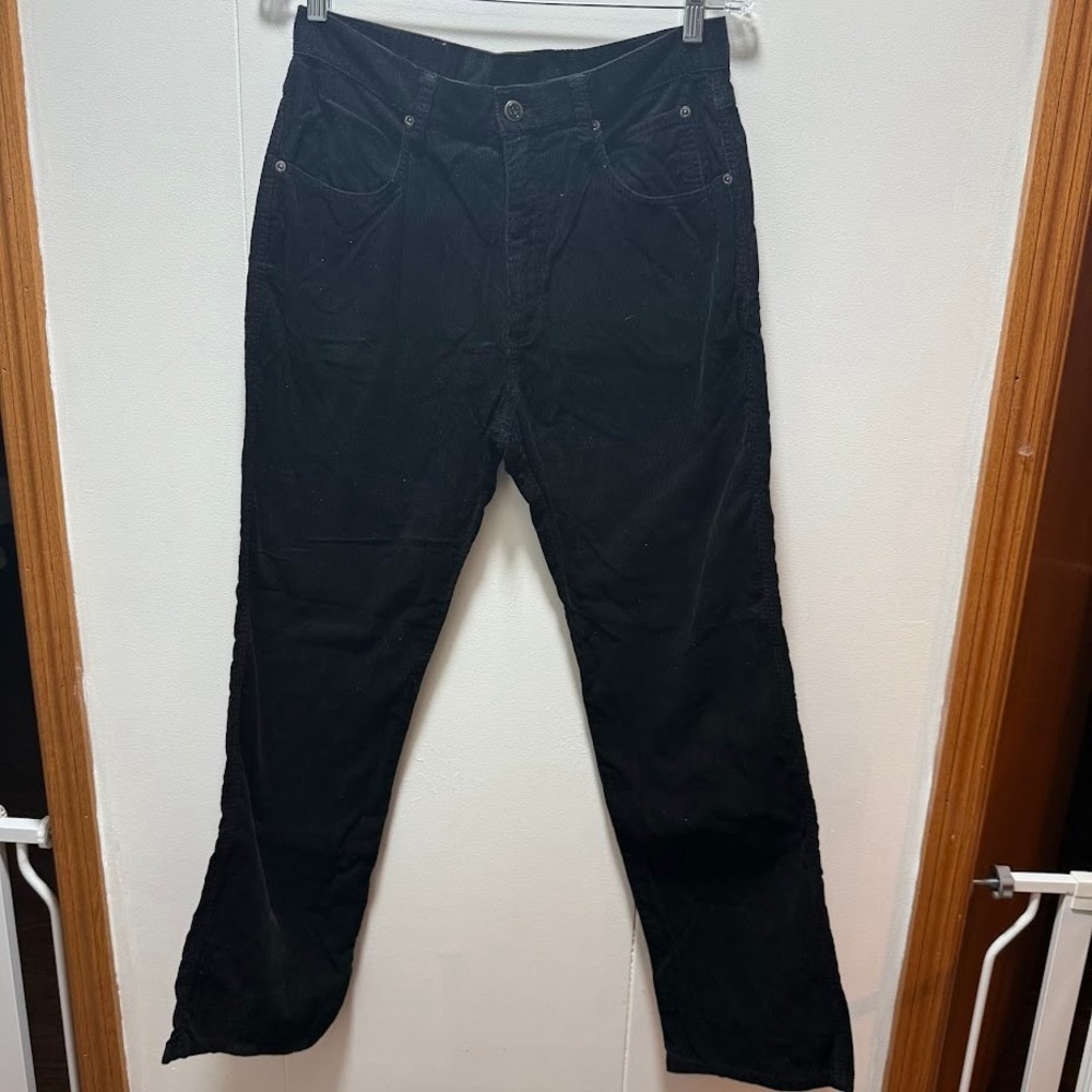 Harley Davidson Womens Black Corduroy Pants Straight Leg Biker Moto Size 12